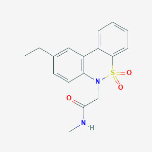 molecular formula C17H18N2O3S B11360418 2-(9-ethyl-5,5-dioxido-6H-dibenzo[c,e][1,2]thiazin-6-yl)-N-methylacetamide 