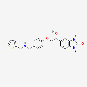 molecular formula C23H25N3O3S B11360455 5-[1-hydroxy-2-(4-{[(thiophen-2-ylmethyl)amino]methyl}phenoxy)ethyl]-1,3-dimethyl-1,3-dihydro-2H-benzimidazol-2-one 