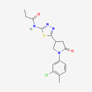 molecular formula C16H17ClN4O2S B11360524 N-{5-[1-(3-chloro-4-methylphenyl)-5-oxopyrrolidin-3-yl]-1,3,4-thiadiazol-2-yl}propanamide 