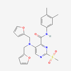 molecular formula C24H24N4O5S B11360581 5-[bis(furan-2-ylmethyl)amino]-N-(3,4-dimethylphenyl)-2-(methylsulfonyl)pyrimidine-4-carboxamide 