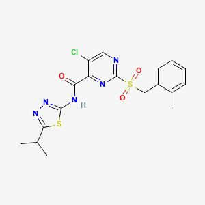 5-chloro-2-[(2-methylbenzyl)sulfonyl]-N-[5-(propan-2-yl)-1,3,4-thiadiazol-2-yl]pyrimidine-4-carboxamide