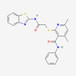 molecular formula C23H20N4O2S2 B11360592 2-{[2-(1,3-benzothiazol-2-ylamino)-2-oxoethyl]sulfanyl}-4,6-dimethyl-N-phenylpyridine-3-carboxamide 