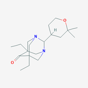 2-(2,2-dimethyltetrahydro-2H-pyran-4-yl)-5,7-diethyl-1,3-diazatricyclo[3.3.1.1~3,7~]decan-6-one