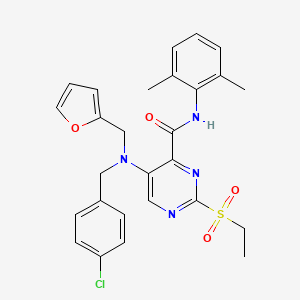 molecular formula C27H27ClN4O4S B11360614 5-[(4-chlorobenzyl)(furan-2-ylmethyl)amino]-N-(2,6-dimethylphenyl)-2-(ethylsulfonyl)pyrimidine-4-carboxamide 