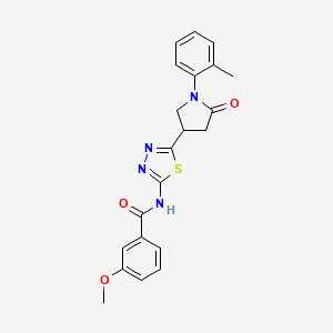 molecular formula C21H20N4O3S B11360674 3-methoxy-N-{5-[1-(2-methylphenyl)-5-oxopyrrolidin-3-yl]-1,3,4-thiadiazol-2-yl}benzamide 