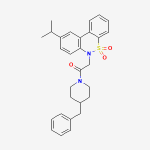 molecular formula C29H32N2O3S B11360689 1-(4-Benzyl-1-piperidinyl)-2-(9-isopropyl-5,5-dioxido-6H-dibenzo[C,E][1,2]thiazin-6-YL)ethanone 