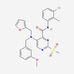 molecular formula C26H25ClN4O5S B11360723 N-(3-chloro-2-methylphenyl)-5-[(furan-2-ylmethyl)(3-methoxybenzyl)amino]-2-(methylsulfonyl)pyrimidine-4-carboxamide 