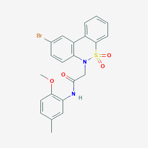 molecular formula C22H19BrN2O4S B11360790 2-(9-bromo-5,5-dioxido-6H-dibenzo[c,e][1,2]thiazin-6-yl)-N-(2-methoxy-5-methylphenyl)acetamide 