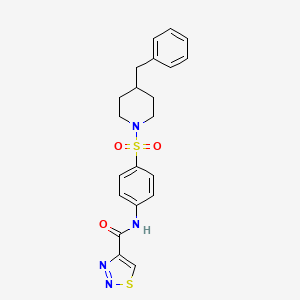 molecular formula C21H22N4O3S2 B11360811 N-{4-[(4-benzylpiperidin-1-yl)sulfonyl]phenyl}-1,2,3-thiadiazole-4-carboxamide 