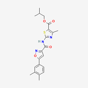 molecular formula C21H23N3O4S B11360831 2-Methylpropyl 2-({[5-(3,4-dimethylphenyl)-1,2-oxazol-3-yl]carbonyl}amino)-4-methyl-1,3-thiazole-5-carboxylate 