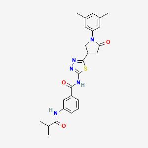 N-{5-[1-(3,5-dimethylphenyl)-5-oxopyrrolidin-3-yl]-1,3,4-thiadiazol-2-yl}-3-[(2-methylpropanoyl)amino]benzamide