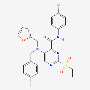 molecular formula C25H22ClFN4O4S B11360866 N-(4-chlorophenyl)-2-(ethylsulfonyl)-5-[(4-fluorobenzyl)(furan-2-ylmethyl)amino]pyrimidine-4-carboxamide 