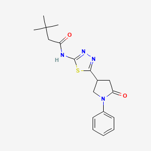 molecular formula C18H22N4O2S B11360913 3,3-dimethyl-N-[5-(5-oxo-1-phenylpyrrolidin-3-yl)-1,3,4-thiadiazol-2-yl]butanamide 