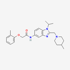 molecular formula C26H34N4O2 B11360956 2-(2-methylphenoxy)-N-{2-[(4-methylpiperidin-1-yl)methyl]-1-(propan-2-yl)-1H-benzimidazol-5-yl}acetamide 