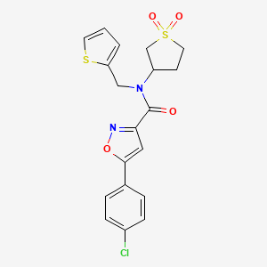 molecular formula C19H17ClN2O4S2 B11360981 5-(4-chlorophenyl)-N-(1,1-dioxidotetrahydrothiophen-3-yl)-N-(thiophen-2-ylmethyl)-1,2-oxazole-3-carboxamide 