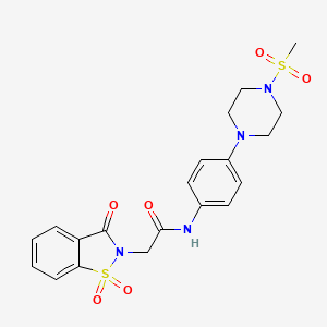 molecular formula C20H22N4O6S2 B11361006 2-(1,1-dioxido-3-oxo-1,2-benzothiazol-2(3H)-yl)-N-{4-[4-(methylsulfonyl)piperazin-1-yl]phenyl}acetamide 