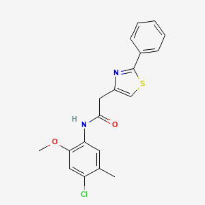 molecular formula C19H17ClN2O2S B11361024 N-(4-chloro-2-methoxy-5-methylphenyl)-2-(2-phenyl-1,3-thiazol-4-yl)acetamide 