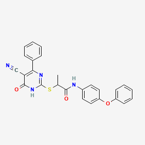 2-[(5-Cyano-6-oxo-4-phenyl-1,6-dihydropyrimidin-2-YL)sulfanyl]-N-(4-phenoxyphenyl)propanamide