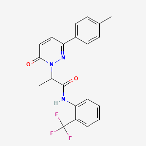 molecular formula C21H18F3N3O2 B11361090 2-(6-oxo-3-(p-tolyl)pyridazin-1(6H)-yl)-N-(2-(trifluoromethyl)phenyl)propanamide 