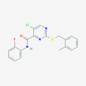 5-chloro-N-(2-fluorophenyl)-2-[(2-methylbenzyl)sulfanyl]pyrimidine-4-carboxamide