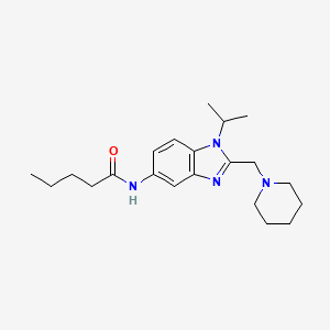 molecular formula C21H32N4O B11361186 N-[2-(piperidin-1-ylmethyl)-1-(propan-2-yl)-1H-benzimidazol-5-yl]pentanamide 