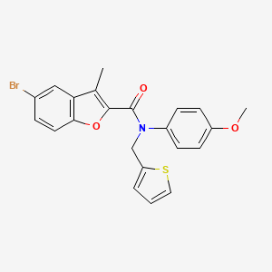 molecular formula C22H18BrNO3S B11361236 5-bromo-N-(4-methoxyphenyl)-3-methyl-N-(2-thienylmethyl)-1-benzofuran-2-carboxamide 