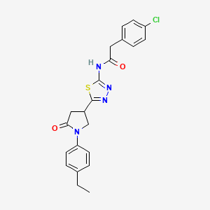 2-(4-chlorophenyl)-N-{5-[1-(4-ethylphenyl)-5-oxopyrrolidin-3-yl]-1,3,4-thiadiazol-2-yl}acetamide