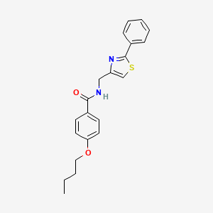 molecular formula C21H22N2O2S B11361251 4-butoxy-N-[(2-phenyl-1,3-thiazol-4-yl)methyl]benzamide 