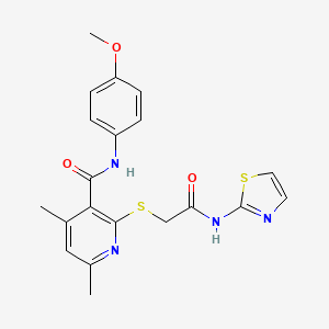 molecular formula C20H20N4O3S2 B11361264 N-(4-methoxyphenyl)-4,6-dimethyl-2-{[2-oxo-2-(1,3-thiazol-2-ylamino)ethyl]sulfanyl}pyridine-3-carboxamide 