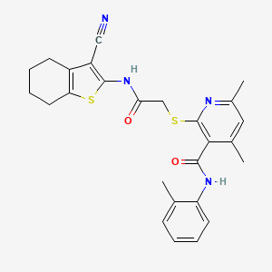 2-({2-[(3-cyano-4,5,6,7-tetrahydro-1-benzothiophen-2-yl)amino]-2-oxoethyl}sulfanyl)-4,6-dimethyl-N-(2-methylphenyl)pyridine-3-carboxamide