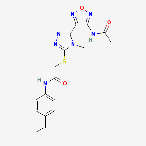 molecular formula C17H19N7O3S B11361301 2-({5-[4-(acetylamino)-1,2,5-oxadiazol-3-yl]-4-methyl-4H-1,2,4-triazol-3-yl}sulfanyl)-N-(4-ethylphenyl)acetamide 