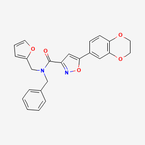 molecular formula C24H20N2O5 B11361369 N-benzyl-5-(2,3-dihydro-1,4-benzodioxin-6-yl)-N-(furan-2-ylmethyl)-1,2-oxazole-3-carboxamide 