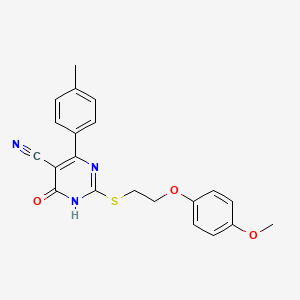 2-{[2-(4-Methoxyphenoxy)ethyl]sulfanyl}-4-(4-methylphenyl)-6-oxo-1,6-dihydropyrimidine-5-carbonitrile