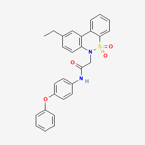 molecular formula C28H24N2O4S B11361436 2-(9-ethyl-5,5-dioxido-6H-dibenzo[c,e][1,2]thiazin-6-yl)-N-(4-phenoxyphenyl)acetamide 