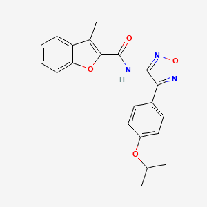 molecular formula C21H19N3O4 B11361450 3-methyl-N-{4-[4-(propan-2-yloxy)phenyl]-1,2,5-oxadiazol-3-yl}-1-benzofuran-2-carboxamide 