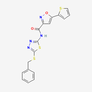 molecular formula C17H12N4O2S3 B11361504 N-[5-(benzylsulfanyl)-1,3,4-thiadiazol-2-yl]-5-(thiophen-2-yl)-1,2-oxazole-3-carboxamide 