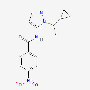 molecular formula C15H16N4O3 B11361533 N-[1-(1-cyclopropylethyl)-1H-pyrazol-5-yl]-4-nitrobenzamide 