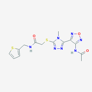 2-({5-[4-(acetylamino)-1,2,5-oxadiazol-3-yl]-4-methyl-4H-1,2,4-triazol-3-yl}sulfanyl)-N-(thiophen-2-ylmethyl)acetamide