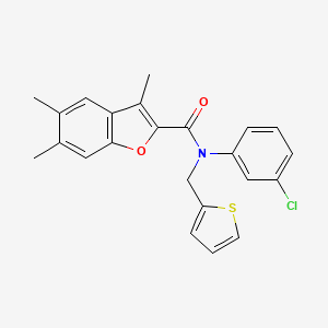 molecular formula C23H20ClNO2S B11361617 N-(3-chlorophenyl)-3,5,6-trimethyl-N-(thiophen-2-ylmethyl)-1-benzofuran-2-carboxamide 