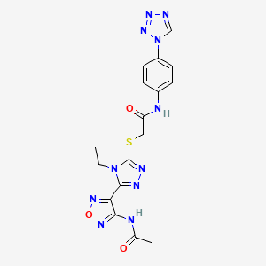 molecular formula C17H17N11O3S B11361626 2-({5-[4-(acetylamino)-1,2,5-oxadiazol-3-yl]-4-ethyl-4H-1,2,4-triazol-3-yl}sulfanyl)-N-[4-(1H-tetrazol-1-yl)phenyl]acetamide 