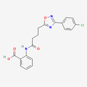 molecular formula C19H16ClN3O4 B11361634 2-({4-[3-(4-Chlorophenyl)-1,2,4-oxadiazol-5-yl]butanoyl}amino)benzoic acid 