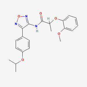 molecular formula C21H23N3O5 B11361689 2-(2-methoxyphenoxy)-N-{4-[4-(propan-2-yloxy)phenyl]-1,2,5-oxadiazol-3-yl}propanamide 