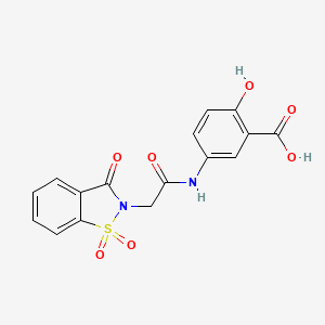 molecular formula C16H12N2O7S B11361784 5-{[(1,1-dioxido-3-oxo-1,2-benzothiazol-2(3H)-yl)acetyl]amino}-2-hydroxybenzoic acid 