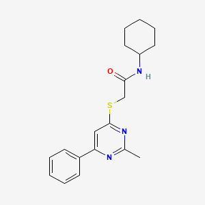 molecular formula C19H23N3OS B11361833 N-Cyclohexyl-2-[(2-methyl-6-phenylpyrimidin-4-YL)sulfanyl]acetamide 