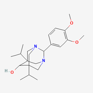 2-(3,4-Dimethoxyphenyl)-5,7-diisopropyl-1,3-diazatricyclo[3.3.1.1~3,7~]decan-6-ol