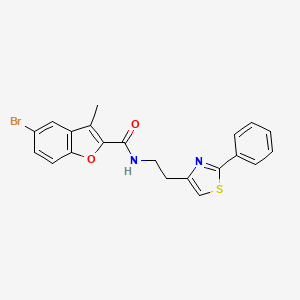 molecular formula C21H17BrN2O2S B11361859 5-bromo-3-methyl-N-[2-(2-phenyl-1,3-thiazol-4-yl)ethyl]-1-benzofuran-2-carboxamide 