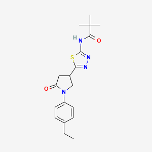 N-{5-[1-(4-ethylphenyl)-5-oxopyrrolidin-3-yl]-1,3,4-thiadiazol-2-yl}-2,2-dimethylpropanamide