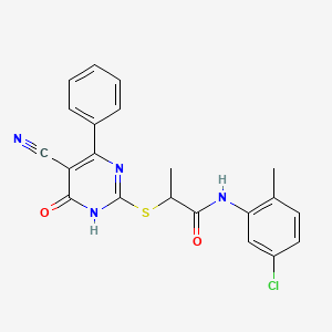 N-(5-Chloro-2-methylphenyl)-2-[(5-cyano-6-oxo-4-phenyl-1,6-dihydropyrimidin-2-YL)sulfanyl]propanamide