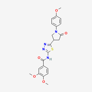 molecular formula C22H22N4O5S B11361906 3,4-dimethoxy-N-{5-[1-(4-methoxyphenyl)-5-oxopyrrolidin-3-yl]-1,3,4-thiadiazol-2-yl}benzamide 