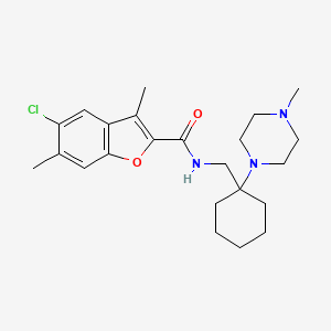 molecular formula C23H32ClN3O2 B11361920 5-chloro-3,6-dimethyl-N-{[1-(4-methylpiperazin-1-yl)cyclohexyl]methyl}-1-benzofuran-2-carboxamide 